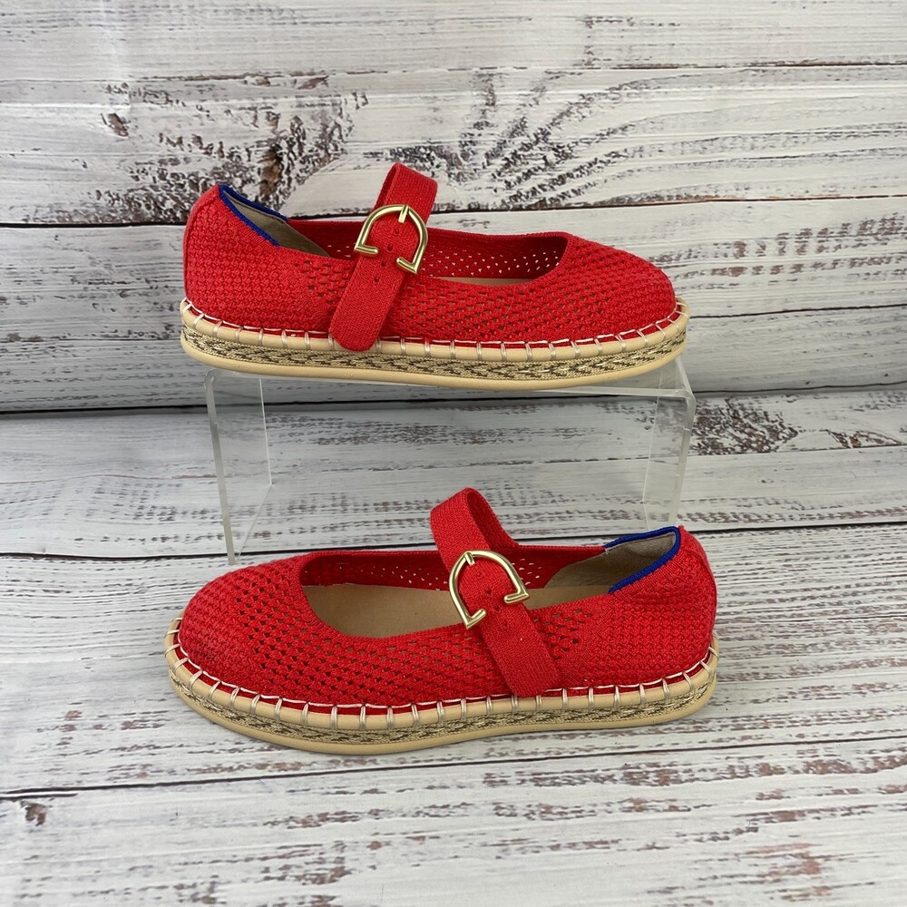 Rothy's The Espadrille Mary Jane Women's 5 US 35 EU Espadrille Flats Red Hot